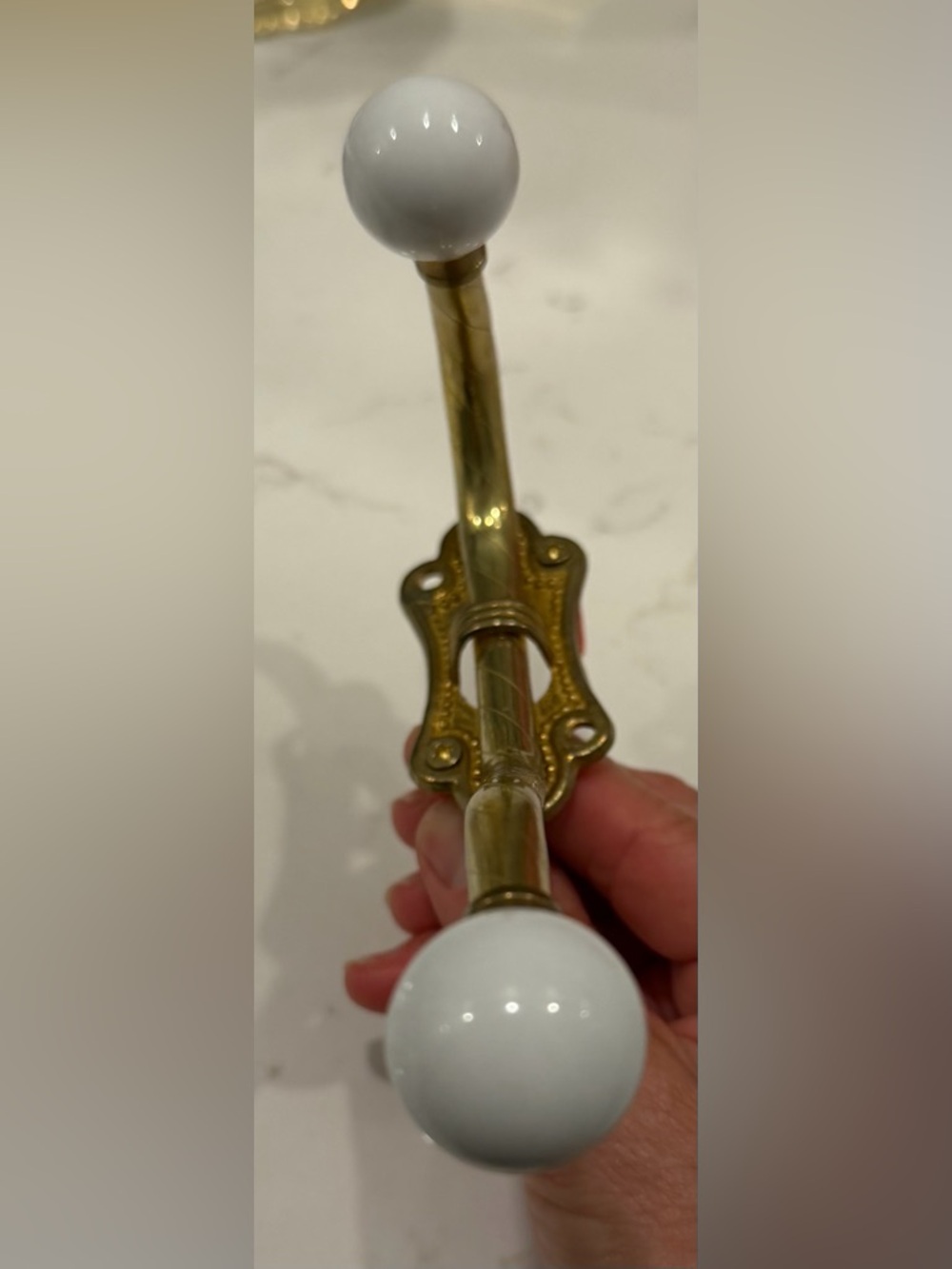 Stylish Brass Wall Hook with White Ceramic Tips - Picture 3 of 6